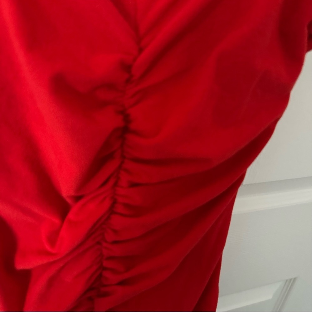 Red Ruched Dress - Picture 2 of 6